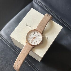 Michael Kors Gold and Tan Leather Watch